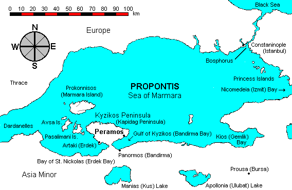 Map of Sea of Marmara